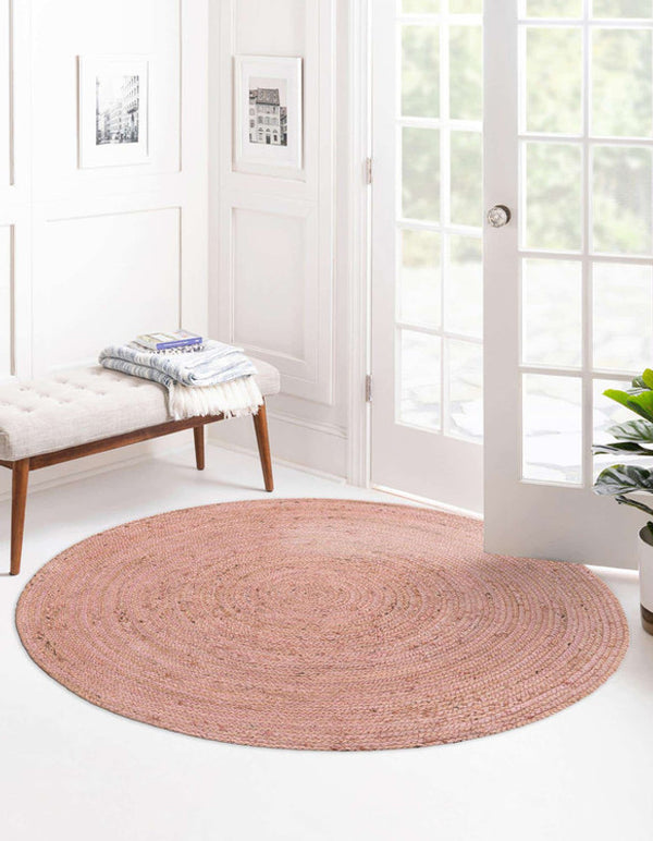 Pink Handmade Modern Leather Area Rug