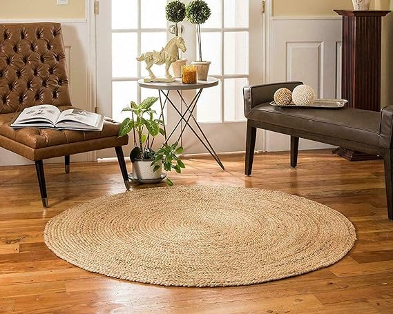 Natural Jute Rug Hand Braided Round Area Rug Handmade Rug for Home Decor