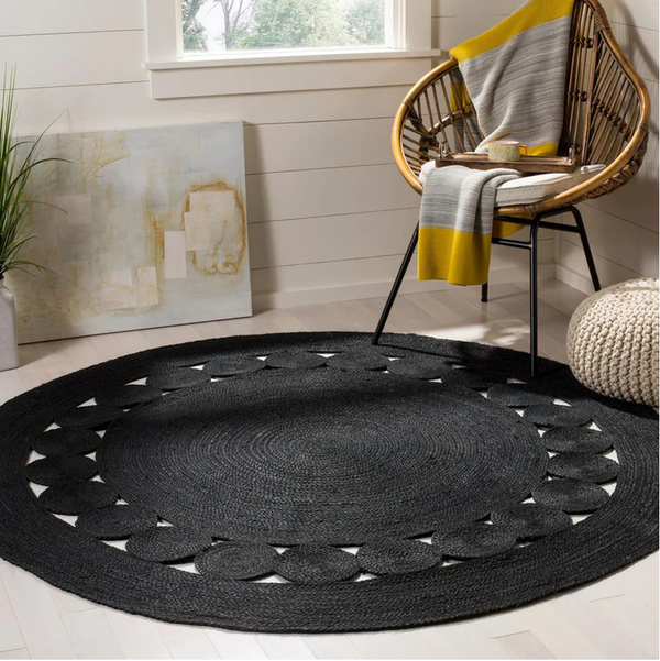 Yaduraj Rugs & Carpets Natural Fiber Round Handmade Jute Area Rug Soft Braided Reversible Rug (6 X 6 Feet) for Indoor Outdoor Kitchen Bedroom Living Room Hallways Enterways