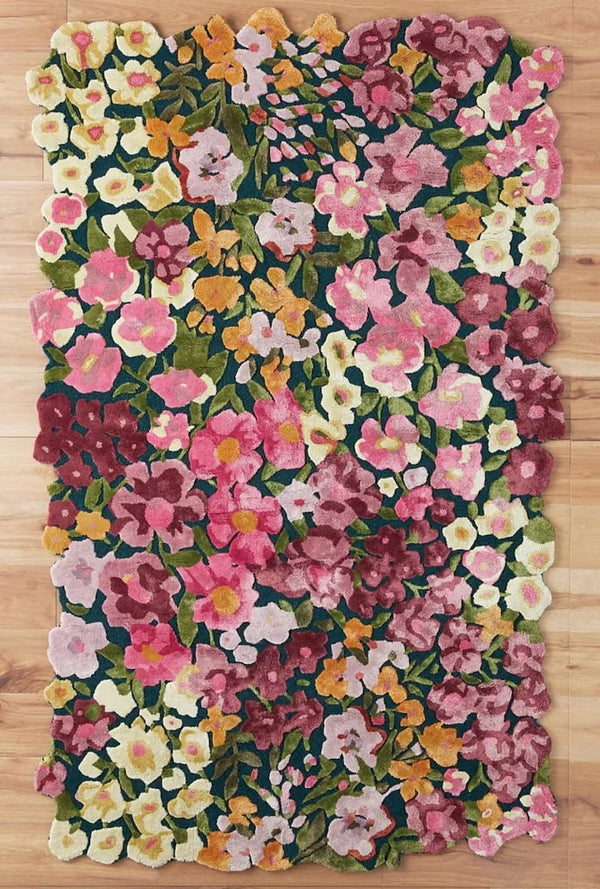 Cassia floral Hand tufted multicolored rug for home , New home gift ,Home decor , living room ..(quick to ship)